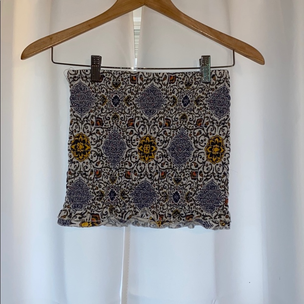 Patterned Ruched Tube Top